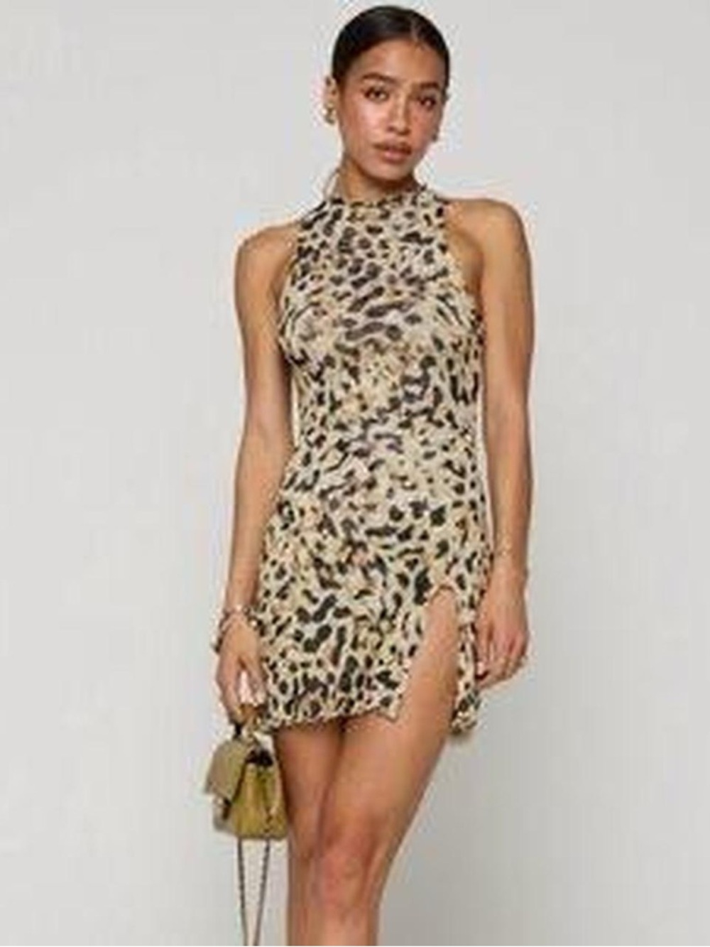 Resa Leopard Print Mini Dress in Balthazar